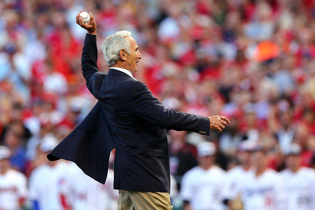 Sandy Koufax Hall of Famer Sandy Koufax throws out the first pitch prior to the 86th MLB All-Star Game