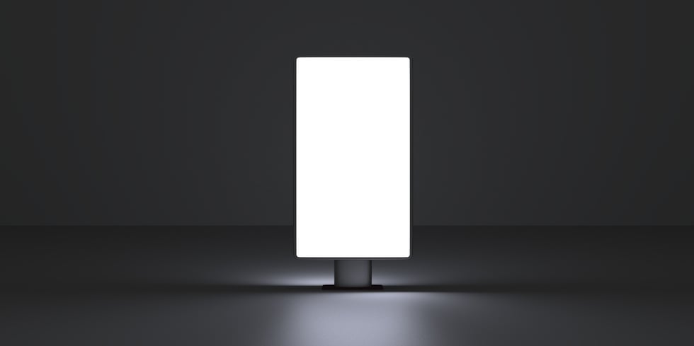 Vertical screen on dark background