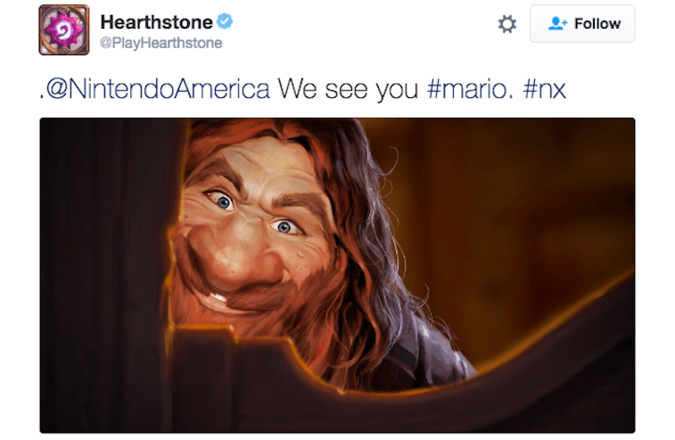 'Hearthstone' tweeting at Nintendo