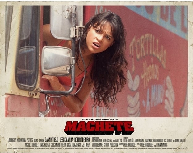 Promotional poster for 'Machete' featuring Michelle Rodriguez