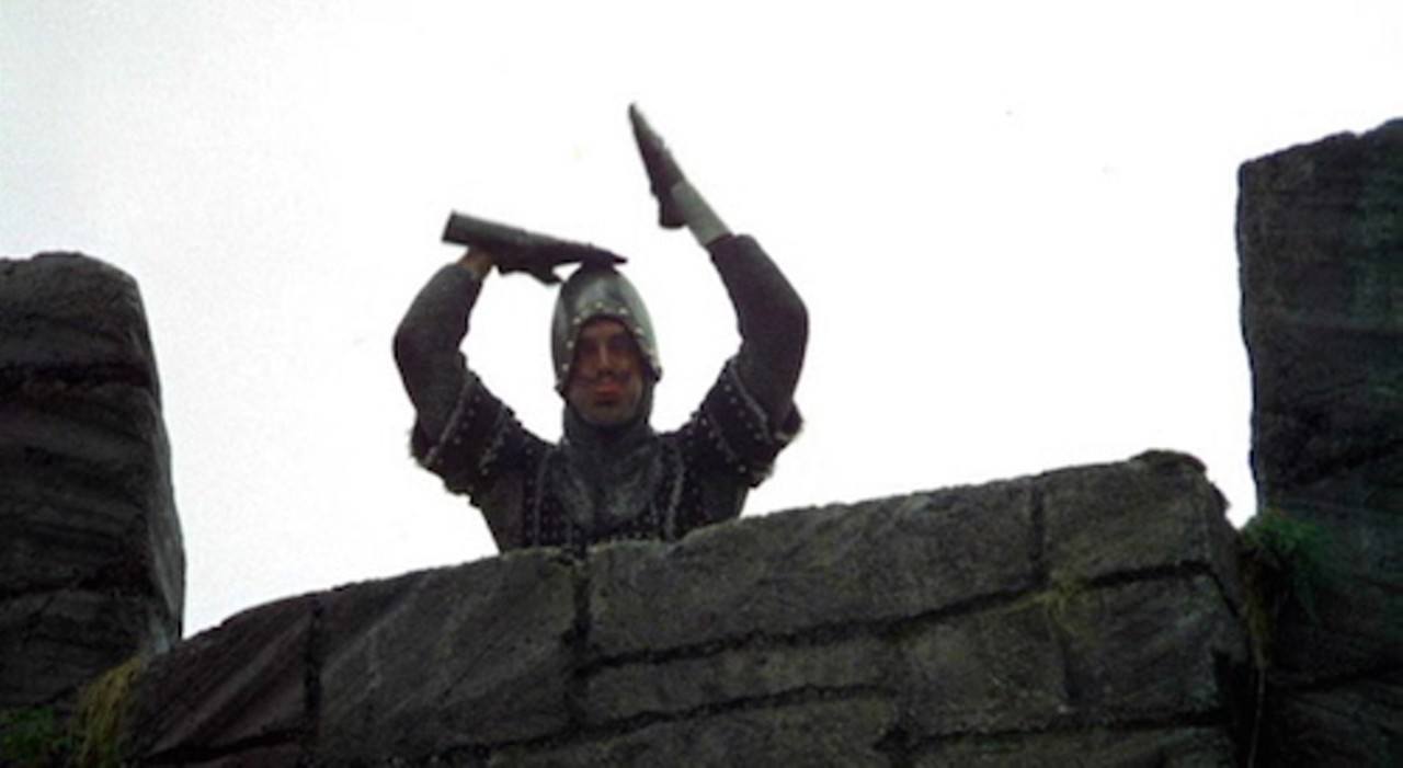 In classic European fashion, a knight from Monty Python and the Holy Grail taunts onlookers