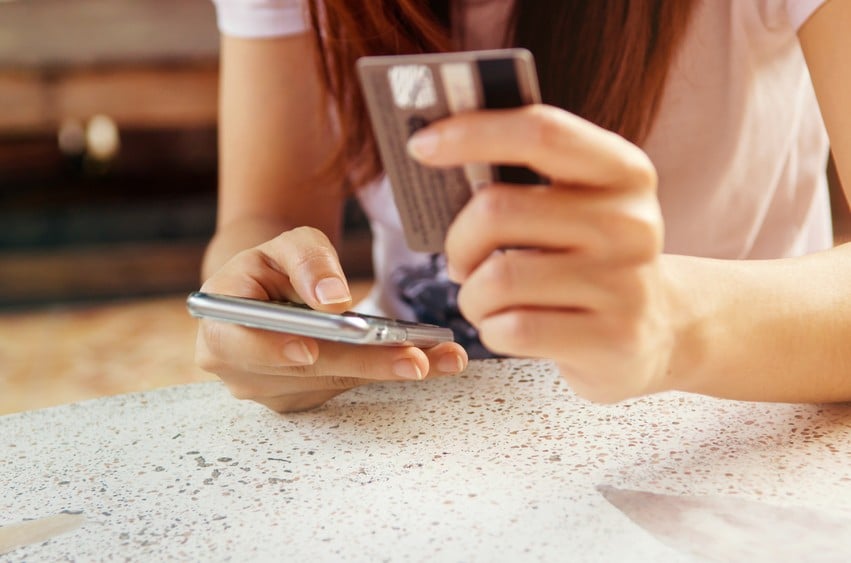 Woman shopping with phone