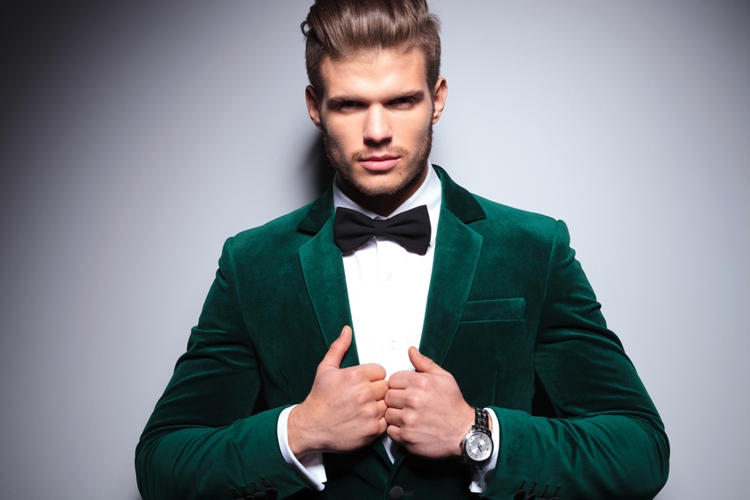 stylish man in an elegant velvet suit