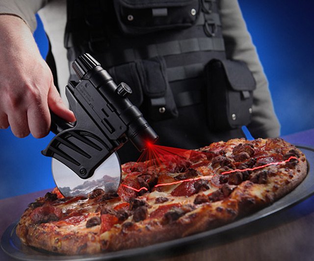 Tactical laser-guided pizza cutter