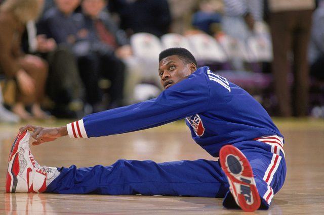professional player getting ready to play basketball