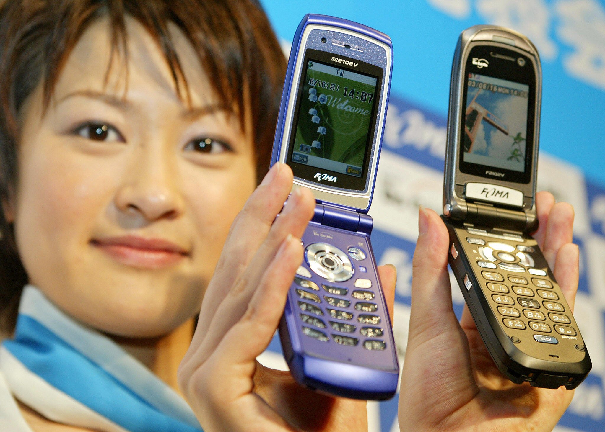A campaign girl of leading Japanese mobile phone carrier NTT DoCoMo Inc.