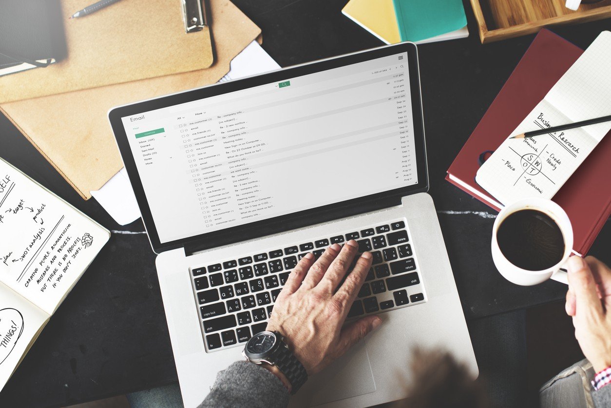 Businessman checking email