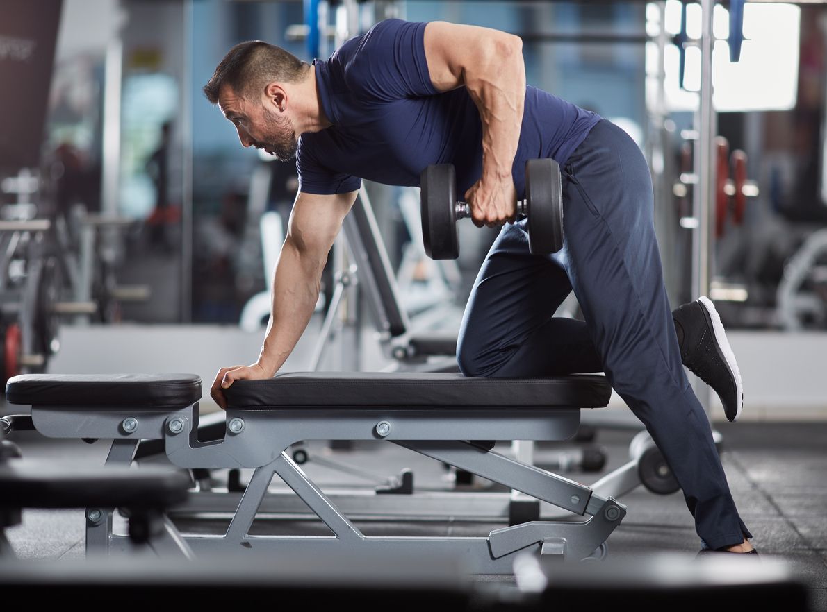 Man doing dumbbell row