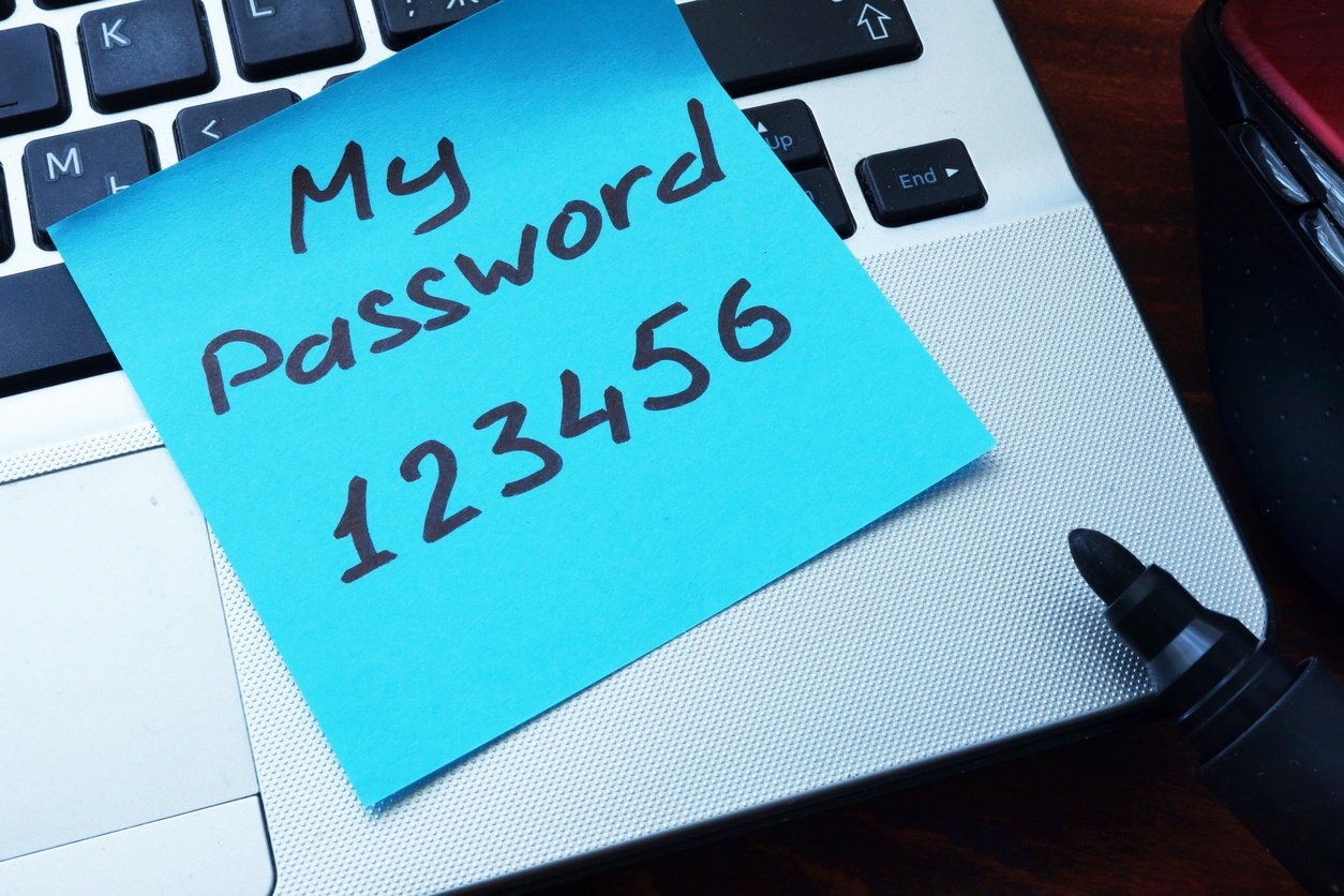 My password 123456 written on a paper with marker