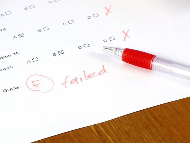 Failed test - school, college or university