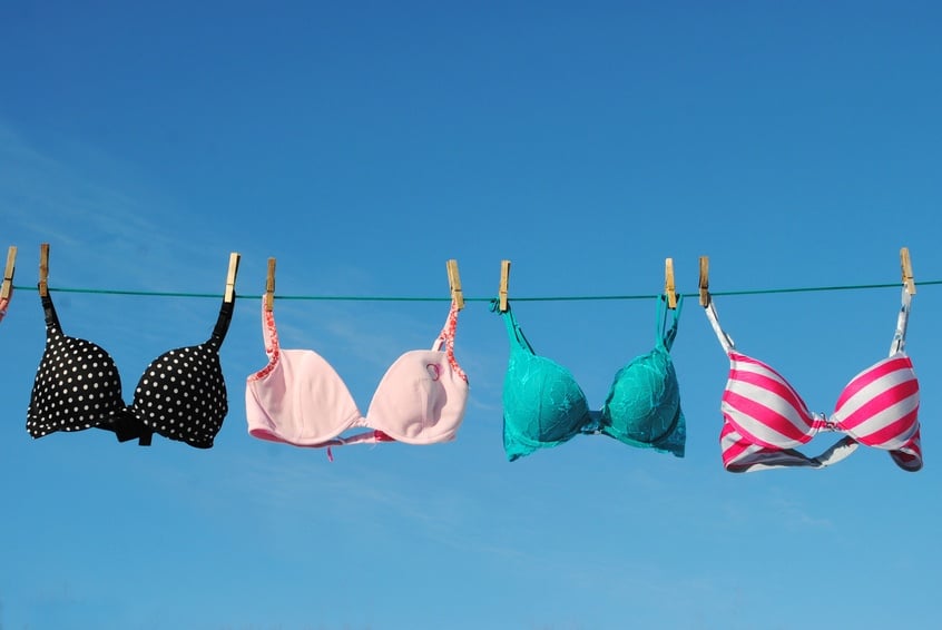 colorful Bras on Clothesline