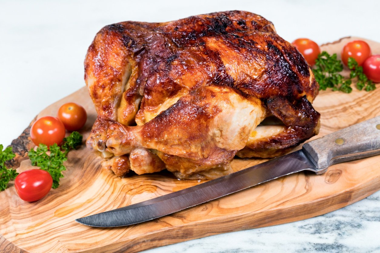 barbecued chicken with vegetables