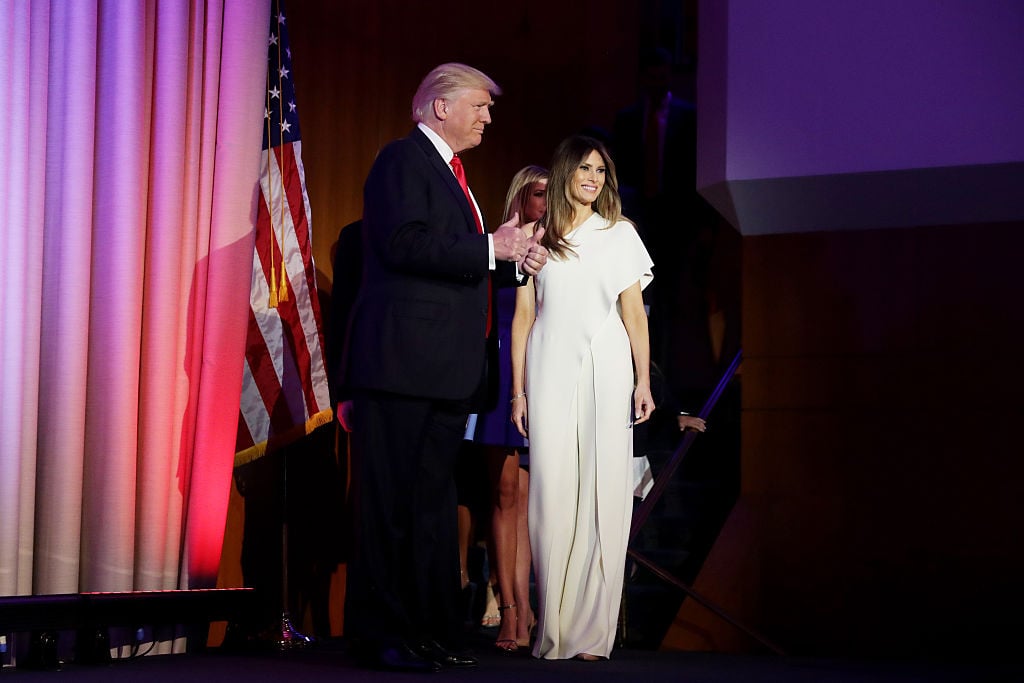 Donald Trump and Melania Trump on stage Donald Trump and Melania Trump on stage