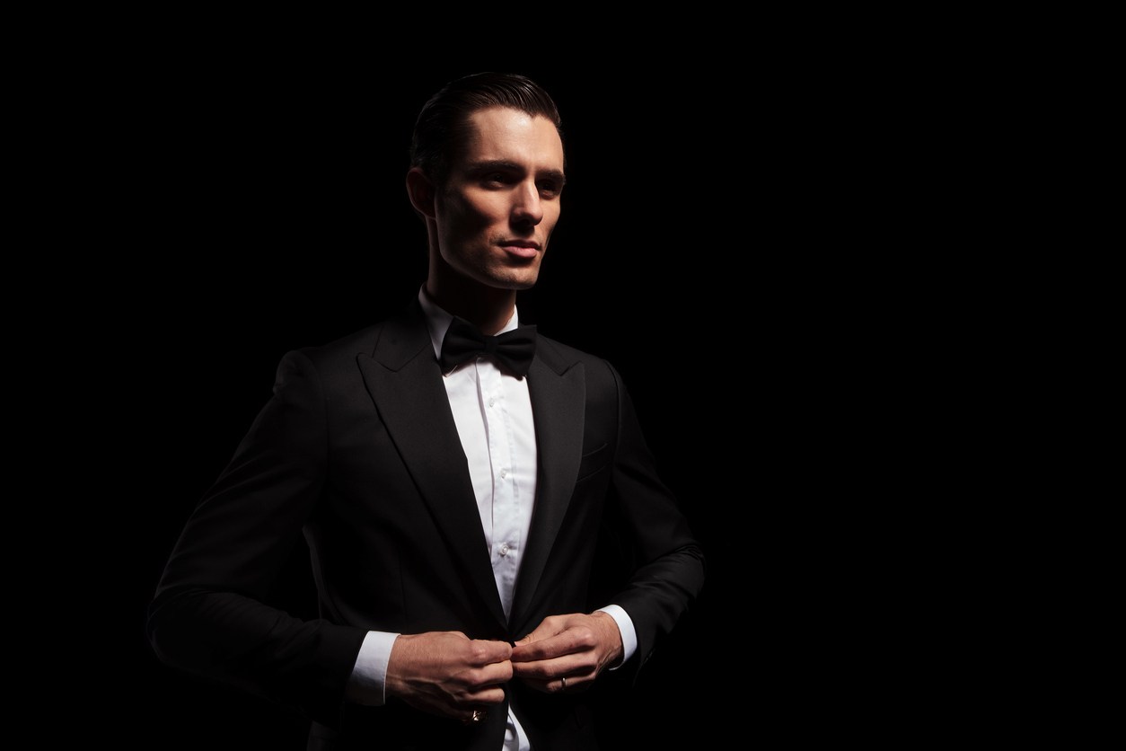 attractive model in black tux