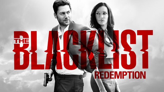 The Blacklist: Redemption logo with the stars of the show in the backgroung