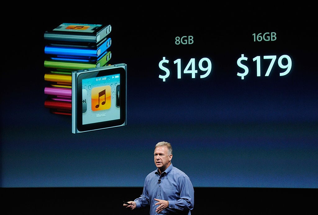Phil Schiller speaks about the iPod Nano during introduction of the new iPhone 4s