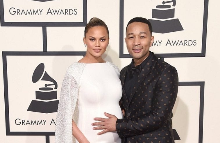 John Legend and Chrissy Tiegen at the 2016 Grammy awards