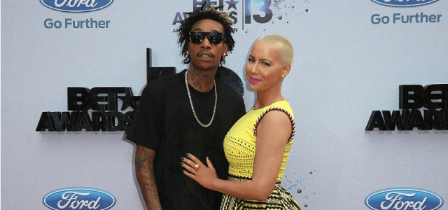 Amber Rose and Wiz Khalifa posing together