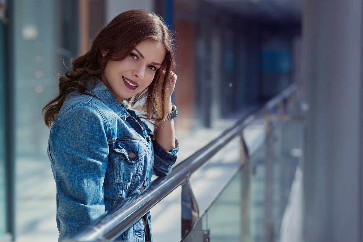stylish woman walking in a shopping mall