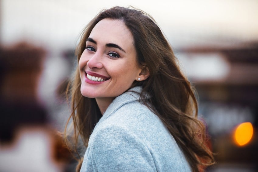 beautiful caucasian woman with charming smile