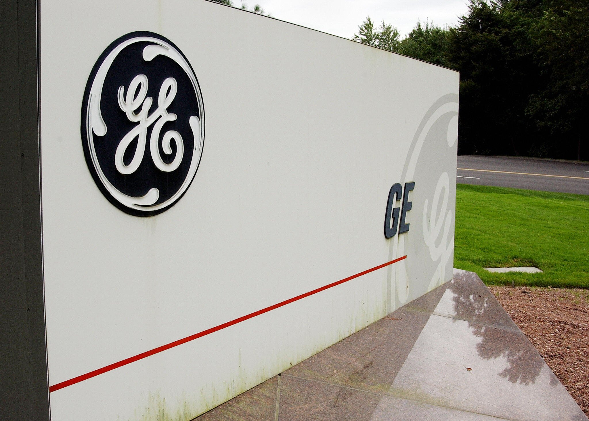 A sign outside the corporate headquarters of the General Electric company