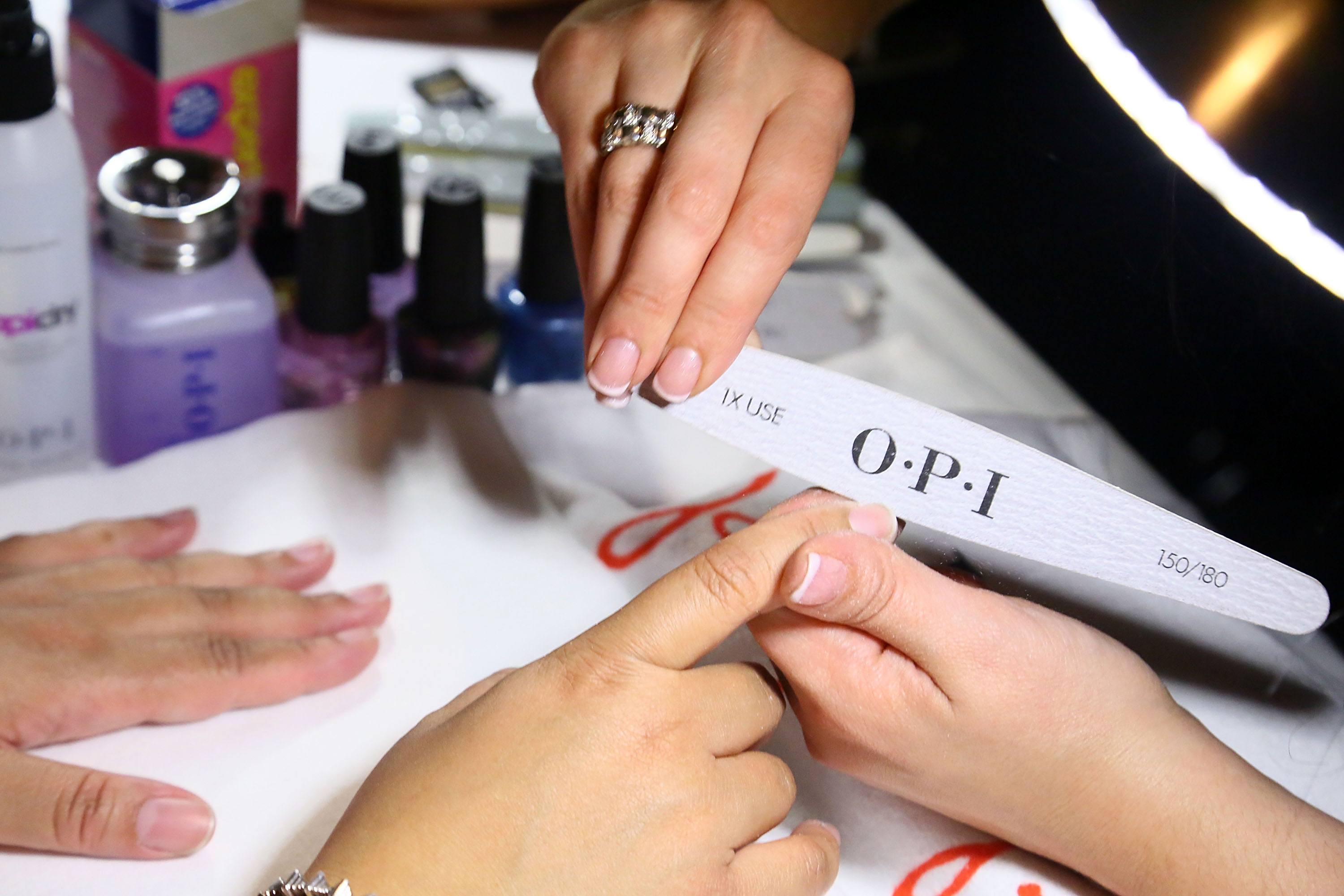 woman getting a manicure