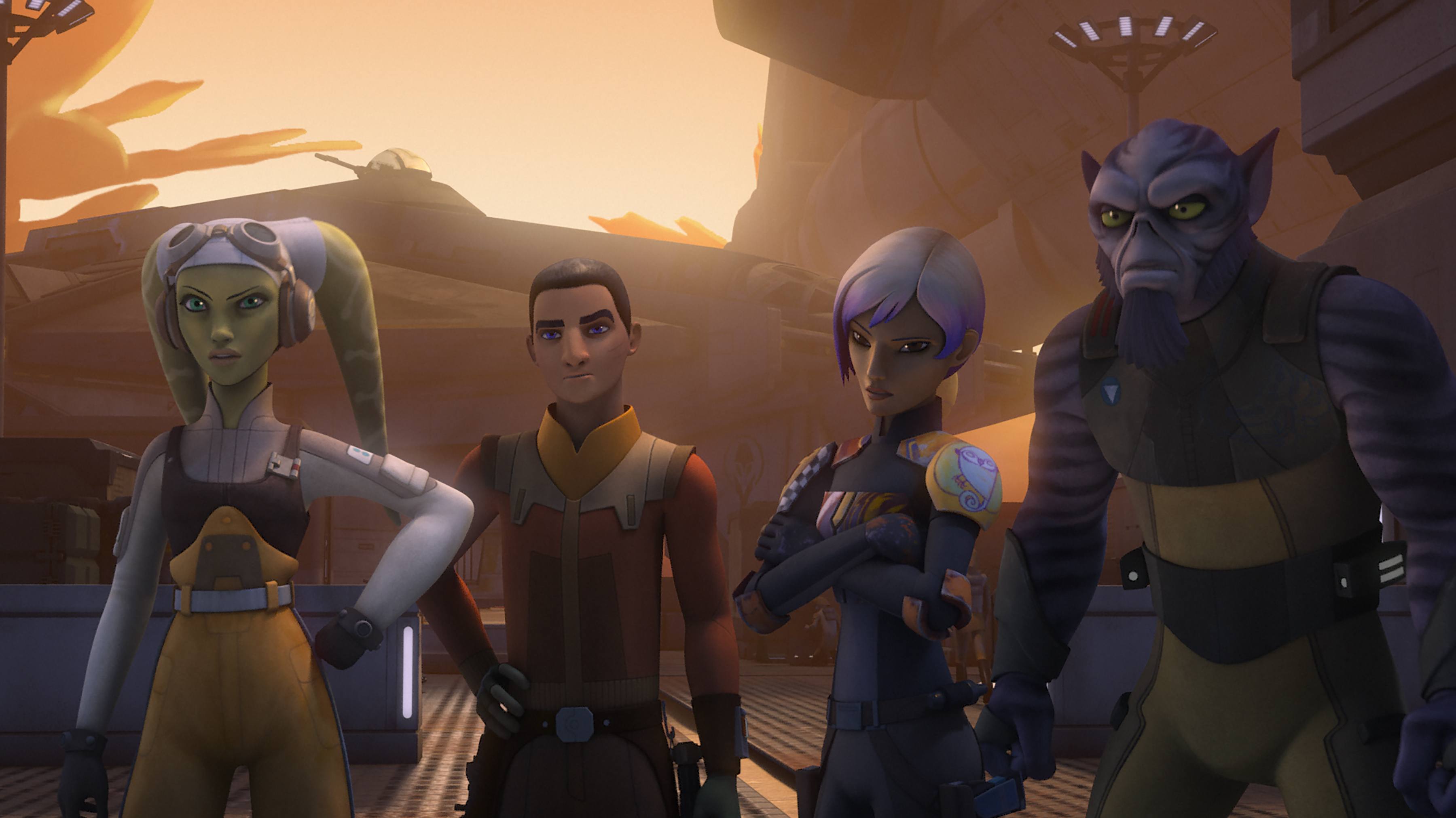 Star Wars Rebels's Ghost crew in season 3. Star Wars Rebels's Ghost crew in season 3.