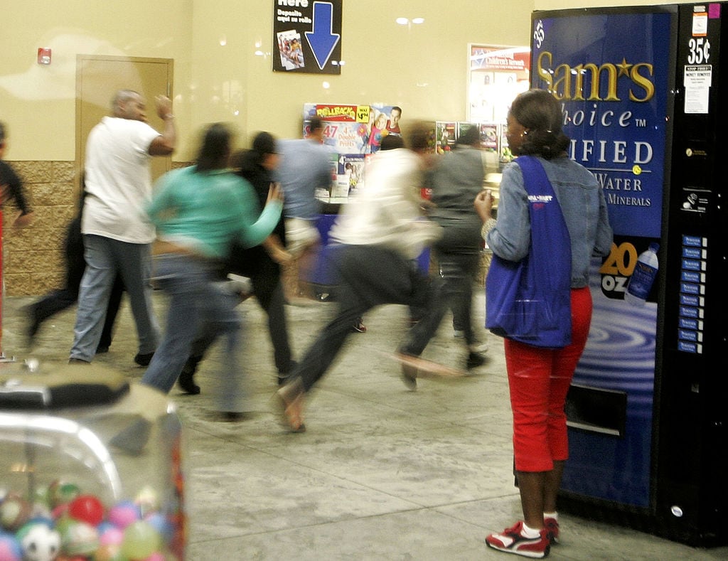 Black Friday crowds rush into a Walmart