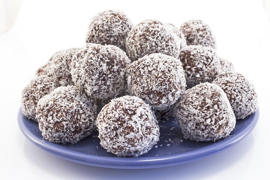 Balls of coconut and chocolate