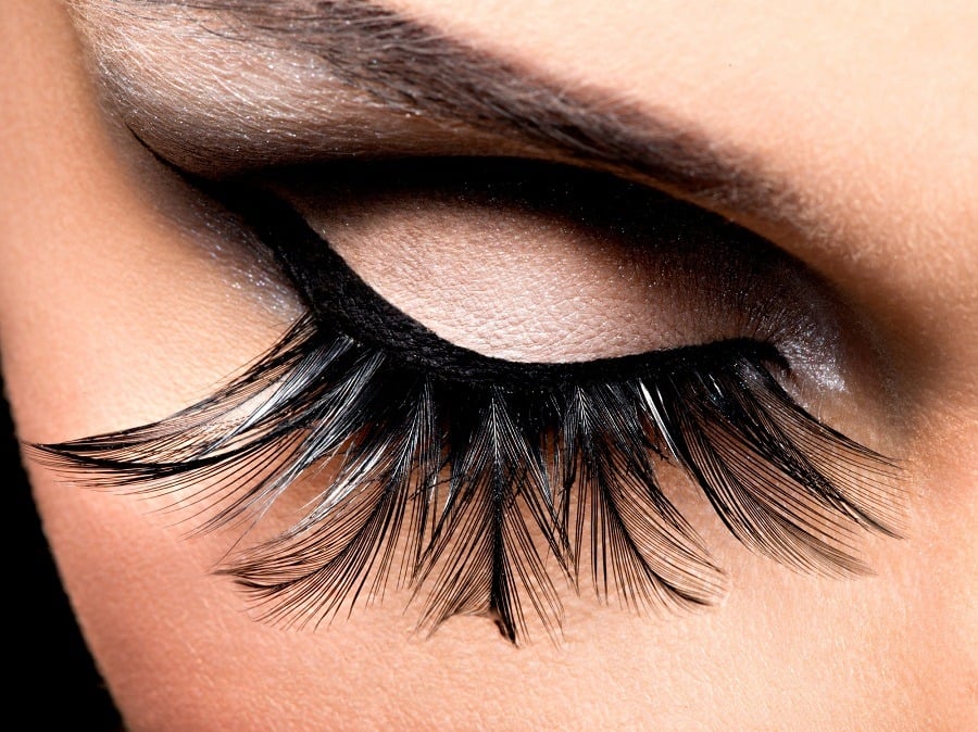Beautiful Eye Makeup with long false eyelashes