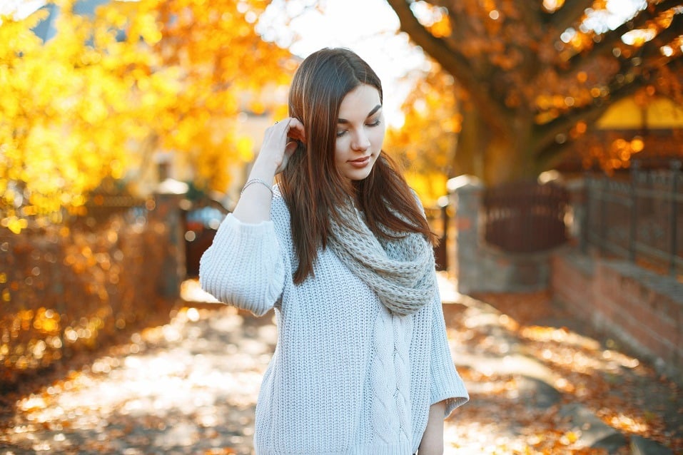 girl in a knitted sweater