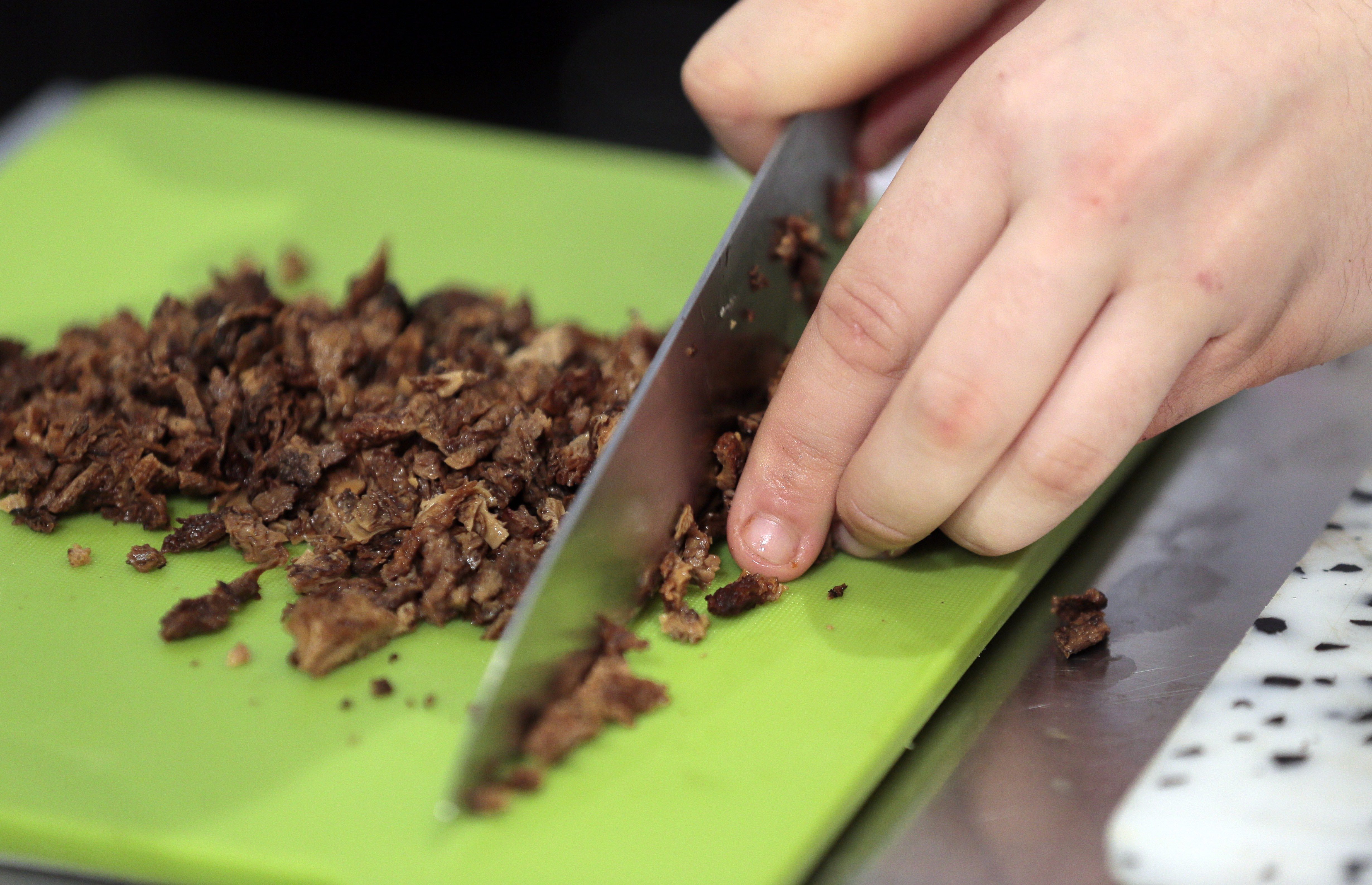 chopping mushrooms