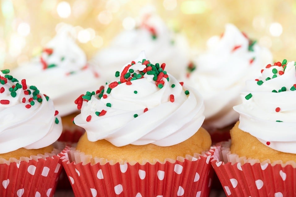 Christmas cupcakes with vanilla frosting