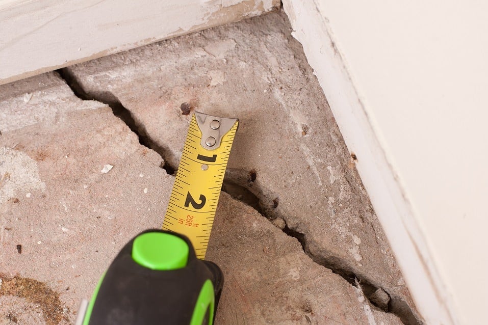 large deep crack in concrete foundation