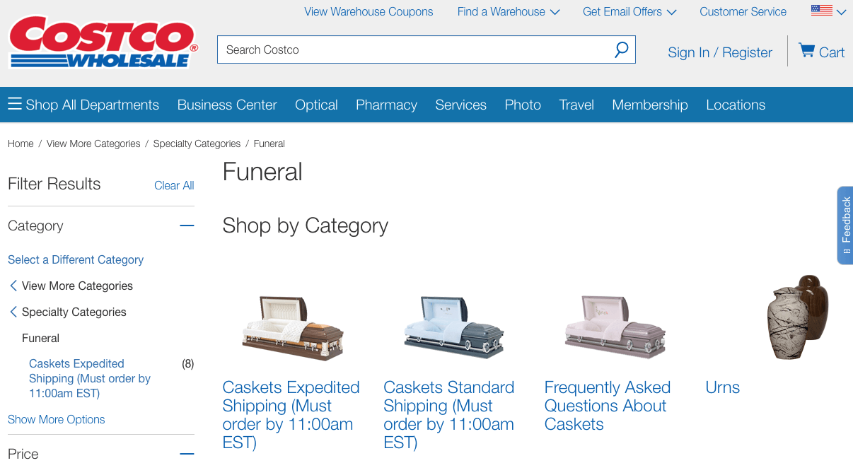 Caskets for sale