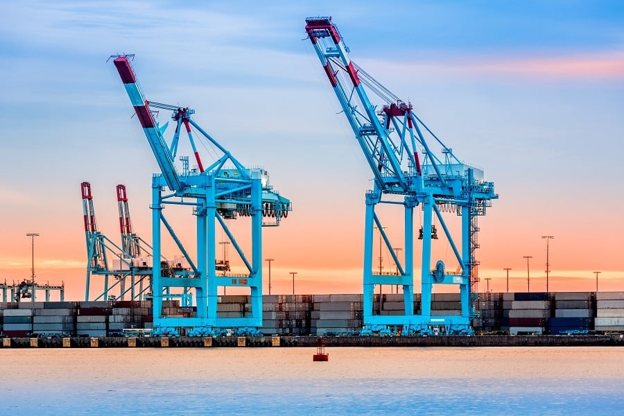 cranes in the Newark-Elizabeth marine terminal