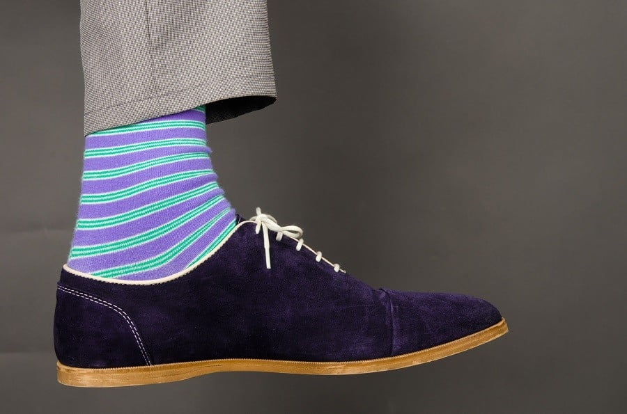 man wearing fancy socks