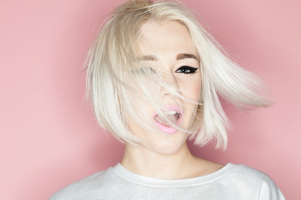 fashion blonde with stylish short hairstyle