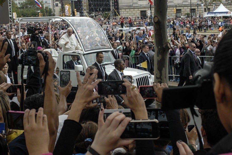 Pope Francis arriving for Mass