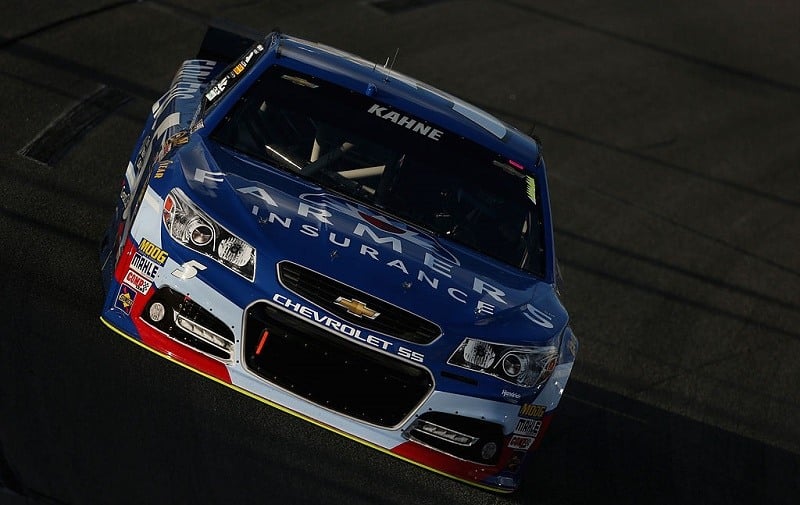 RICHMOND, VA - SEPTEMBER 05: Kasey Kahne, driver of the #5 Farmers Insurance Chevrolet, qualifies for the NASCAR Sprint Cup Series Federated Auto Parts 400 at Richmond International Raceway on September 5, 2014 in Richmond, Virginia.