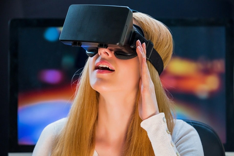 Girl using VR headset