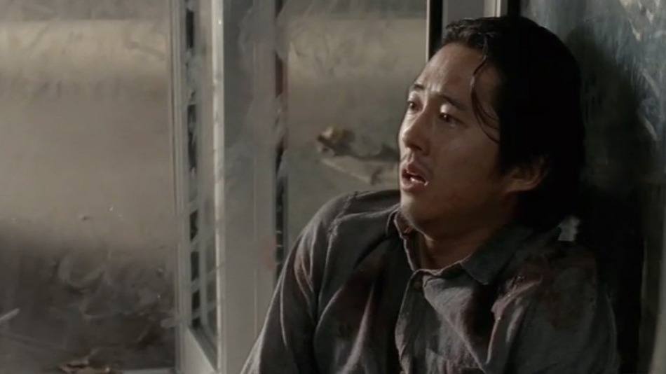 Glenn looks scared on the Walking Dead