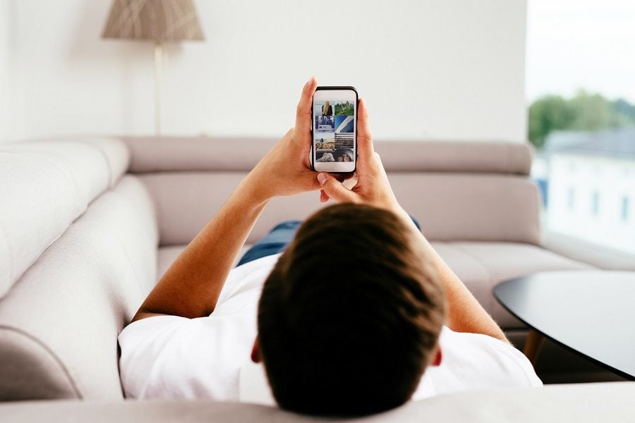 Man browsing the internet on a smartphone