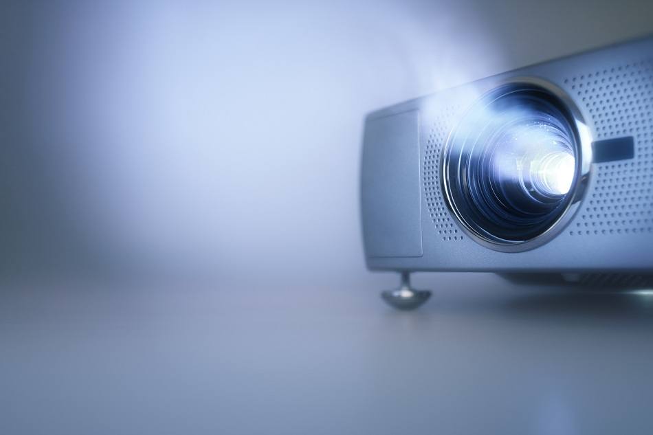 LCD video projector at business conference