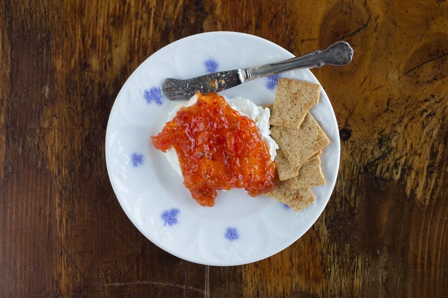 Red Hot Pepper Jelly on Plate