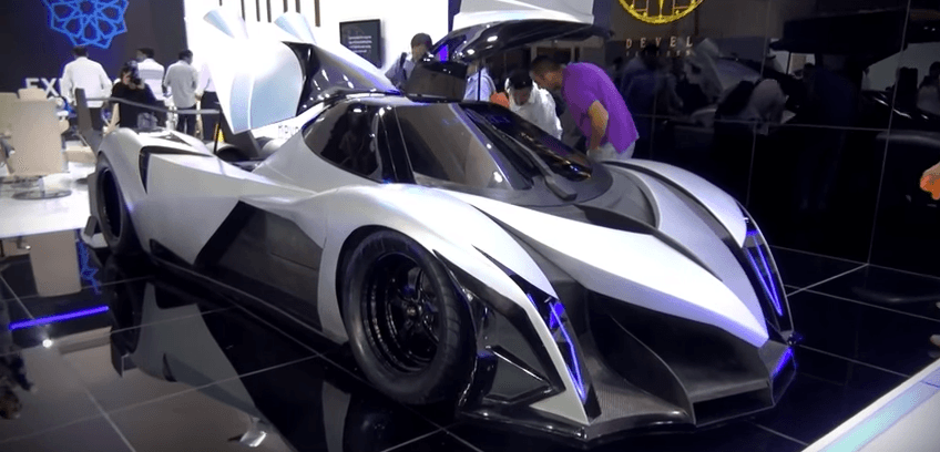 The Devel concept car on display