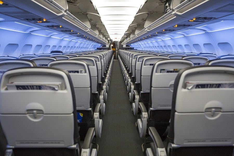 Seat Rows inside an Airplane