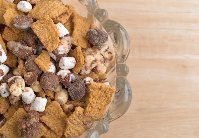 Top close view of smores candy mixture