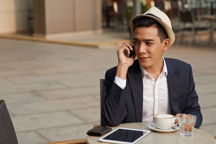 young man talking on the phone