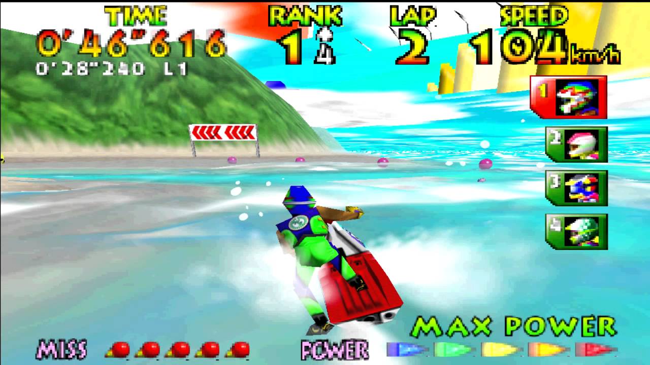 Jet skiing in 'Wave Race 64'